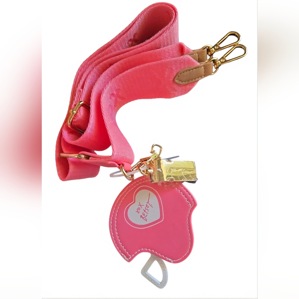 Betsey Johnson Tan and Pink Football Crossbody Bag - Picture 2 of 10